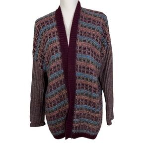 Soft Surroundings Boho Check Plaid Oversized Open Front Cardigan Sz S/M